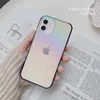 Luxury Square Glossy Electropating Transparent Laser Rainbow Soft Hard Phone Case For iPhone 14 13 12 Pro Max 11 Mini Cover L230619