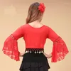 Desgaste de la etapa Camisa de danza del vientre Top Tribal Encaje Mariposa Manga Wrap India Bollywood Chica para Navidad Púrpura