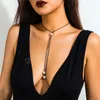 Creative Black Wax Line Imitation Pearl Pendant Choker Halsband för kvinnor Justerbar bowknot långkedja Y2K ons tillbehör