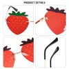 Sunglasses Halloween Costume Strawberry Metal Rimless Sun Glasses Y2K Shades For Festival/Party/Rave Christmas Decorations