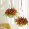 Fleurs décoratives Fleur artificielle Plastique Mur intérieur Panier de suspension Panier de suspension Faux pour le jardin de mariage Décoration de balcon de fête d'extérieur