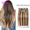 Indian 100% Virgin Human Hair Extensions 6/613 Piano Color Clip-In On Hair Products 14-24inch 4/613 4/27 18/613 Wholesale Yirubeauty