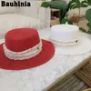 Chapéus de aba larga bauhinia de alta qualidade de verão protetora solar férias férias elegantes Fedora Flat Chap