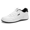 Mens Sports Leather Shoes Lightweight Casual Sneakers Navy Blue Black White Running Trainers Big Size 39-48