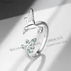 VENTFILLE 925 Sterling Silver Flying Bird Spring Tree Leaves Finger Ring for Women Open Size Hummingbirds Engagement Jewelry L230704