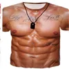Erkek Tişörtleri Kas Adam Baskılı 3D T-Shirt Yuvarlak Boyun Kısa Kollu Bayanlar Erkekler rahat üstler