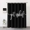 Shower Curtains Black Theme Obtained Naked Decoration Shower Curtain White Art Word Beautiful Cool Waterproof Polyester Fabric Shower Curtain Hook 230714