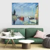 Canvas Art Argenteuil. Yachts Claude Monet Painting Replias Mes à main Décor mural à la main de haute qualité