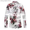 Mäns avslappnade skjortor 2022 Autumn New Fashion Men's Shirt Slim Fit Long Sleeve Floral Shirt Men kläder Mens Casual Flower Cotton Shirts Plus Size 7xl T230714