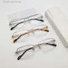 新しいファッションデザイン光学アイウェア553118スクエアメタルハーフフレームリムレスレンズシンプルでビジネススタイルの多目的な装飾メガネ