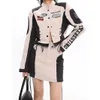 Two Piece Dress Bomber Jacket Set Women Racing Varsity Short Jackets and Mini Skirt Y2k High Quality Woman Loose Retro Embroidery Outwear Suit 230714