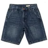 Calça Jeans Masculina 3632# Summer American Retro Heavyweight Denim Cargo Shorts Moda Lavado Velho Solto Reto Casual Calças de 5 Pontos