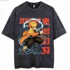 Men's T-Shirts Anime Kimetsu no Yaiba Demon Slayer Washed Tshirts Men Women Inosuke Manga Print Tops Tees for Summer Gothic HarajukuStreetwear Z230714