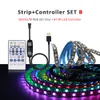 WS2812B RGB LED bande lumineuse bande adressable USB DC 5V Flexible Bluetooth sans fil télécommande ruban étanche 5M Kit