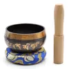 Piatti decorativi Ciotola tibetana dell'Himalaya con bastoncino di legno e cuscino Resonace Sound Yoga Meditation Set tibetano buddista 230713