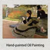 Impressionista su tela Camille Monet su una panchina da giardino Claude Monet Dipinto ad olio Paesaggio fatto a mano Arredamento moderno della camera da letto