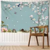 Tapissries Dome Cameras Spring Flowers Birds Illustration Wall Tapestry Målning Landskap Vägg hängande Tapestry Heminredning TABELL TAPPAPESTRY