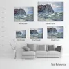 Port D Aval Rough Sea Handmade Claude Monet Painting Landscape Impressionist Canvas Art for Entryway Decor