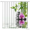 Shower Curtains Zen Buddha Water Shower Curtain Green Bamboo Flower Polyester Fabric Waterproof Massage Stone Orchid Bathroom Curtains