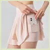 Short skirt luDouble-layer anti-slip outdoor short skirt women's quick-drying tennis skirt running fitness training outside pleated skirt