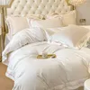 Ensembles de literie ensemble de coton égyptien luxe supérieur 200S longue fleur broderie housse de couette draps et taies d'oreiller