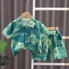 Ensemble de vêtements d'été pour bébés garçons, chemise à manches courtes et Short pour enfants, vêtements imprimés de dessin animé, tenues pour nourrissons, survêtements pour enfants