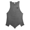 Mens Tank Tops Summer Trend Cotton Black Personlig väst Oregelbunden hem Fitness ärmlösa Tshirts Printing Oneck Gym 230713