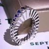 Ny Vintage Round Natural Blue Stone S925 Sterling Silver Ring för kvinnor Fina smycken Jubileumsgåvor Partihandel släpper L230704