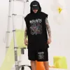 Chándales de hombre Streetwear Chaleco sin mangas con capucha y pantalones cortos de verano Conjuntos para hombres Retro de gran tamaño Casual Y2K Chándales Conjunto de hip hop suelto Ropa 230713