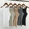 Camisetas sin mangas para mujer, camisetas sin mangas de algodón para mujer, camisetas sin mangas de hilo de Color sólido, chaleco ajustado para mujer 230713