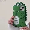 Cartoon Green Animals Silikonowy telefon na iPhone 14 13 12 11 Pro Max XR XS Max x Shockproof Cute guma tylna pokrywa L230619