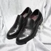 Solid 3230 Cap Classic Toe Ze Men's Slaafers Schlangendruck handgefertigter echter Lederschlupf auf Hochzeitsbürokleid für Männer lässige Schuhe