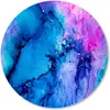 Round Mouse Pad with Ink Painting Design Blue Pink Watercolor Marble Mousepad Personalized Non-Slip Rubber Base Small Mouse Pad