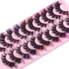 Épais cils colorés bouclés Wispy Soft Light Handmade Réutilisable Multicouche 3D Mink Fake Lashes avec Couleur Full Strip Lashes