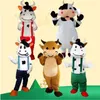 2018 Costume de mascotte de vache à lait blanc et noir de haute qualité Taureau Veau Mascotte de lait Déguisements Costumes Taille de costume adulte pour Ha252N