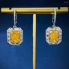 Kolczyki Dangle Vinregem 18k białe złoto zmiażdżone cięcie 8 10 mm 4ct cytrynowy kamień szlachetny 925 srebrna biżuteria hurtowa biżuteria