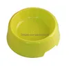 Dog Bowls Feeders Pure Color Portable Pet Cat Round Plastic Easy Clean Puppy Food Plate Water Feeding Bowl Fun Drinking Pets Suppl Dhdxc