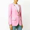 2024 nuova moda europea e americana bottone rosa piccolo blazer abbigliamento femminile di alta qualità