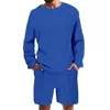 Agasalhos masculinos 2023 Waffle Oversize Conjuntos Primavera Verão Solto Pulôver Manga Longa Shorts Conjunto Outono Agasalho Masculino Ropa Para Hombre