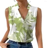 Women's Blouses Women Shirt V-Neck Sleeveless Exquisite Pattern Lady Breathable Elegant Floral Print Blouse Summer Top