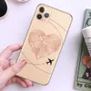 Capas de telefone TPU macias para viagens com mapa-múndi para iPhone 14 13 12 Pro XS Max XR 7 8 Plus capa de avião para iPhone 11 SE2020 Coque L230619