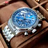 MINI FOCUS Zilver Blauw Quartz Horloge voor Heren Waterdicht 24-uurs Chronograaf Polshorloge met Automatische Datum Roestvrij Stalen Band 0463