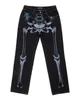 Jeans masculino Y2k estampa de caveira cintura alta hip hop jeans street masculino preto drag cavalo de tróia gótico moda bolso solto jeans roupas masculinas 230714