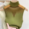 Frauen Tanks Camis Mesh Hängenden Hals Semihigh Gestrickte Kleine Weste Weibliche Unterhemd Pullover Ärmelloses T-shirt Kurz 230713