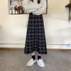 Jupes Midi Femmes Vintage Automne Hiver Harajuku Plaid Dames Élégantes Doux All-match Esthétique Casual Mince Simple Style Coréen