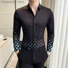 القمصان غير الرسمية للرجال Chemise Homme de Luxe Manche Lonche Longue Streetwear Fashion Button Up Polka Dot Dotts Men Spring Autumn Fit Fit Mens Printed Shirt T230714