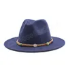 Sombrero Fedora blanco de ala ancha para mujer, sombreros de fieltro de lana para hombre, gorra de Jazz Gamble de Panamá para otoño e invierno