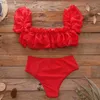 Traje de baño de mujer Lorylei verano rojo sexy bikini traje borla bikini playa piscina 2023 traje de baño mujer Sling traje de baño bikini B497 Z230717