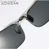 Lunettes de soleil AOWEAR lunettes de soleil de luxe en alliage d'aluminium pour hommes lunettes de soleil polarisées sans cadre de style sport pour hommes lunettes de conduite HD UV400 Z230717
