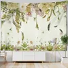 Tapisserier Simple Flower and Bird Painting Tapestry Wall Hanging Bohemian Style Botanisk konst Ins estetikrum Heminredning R230713